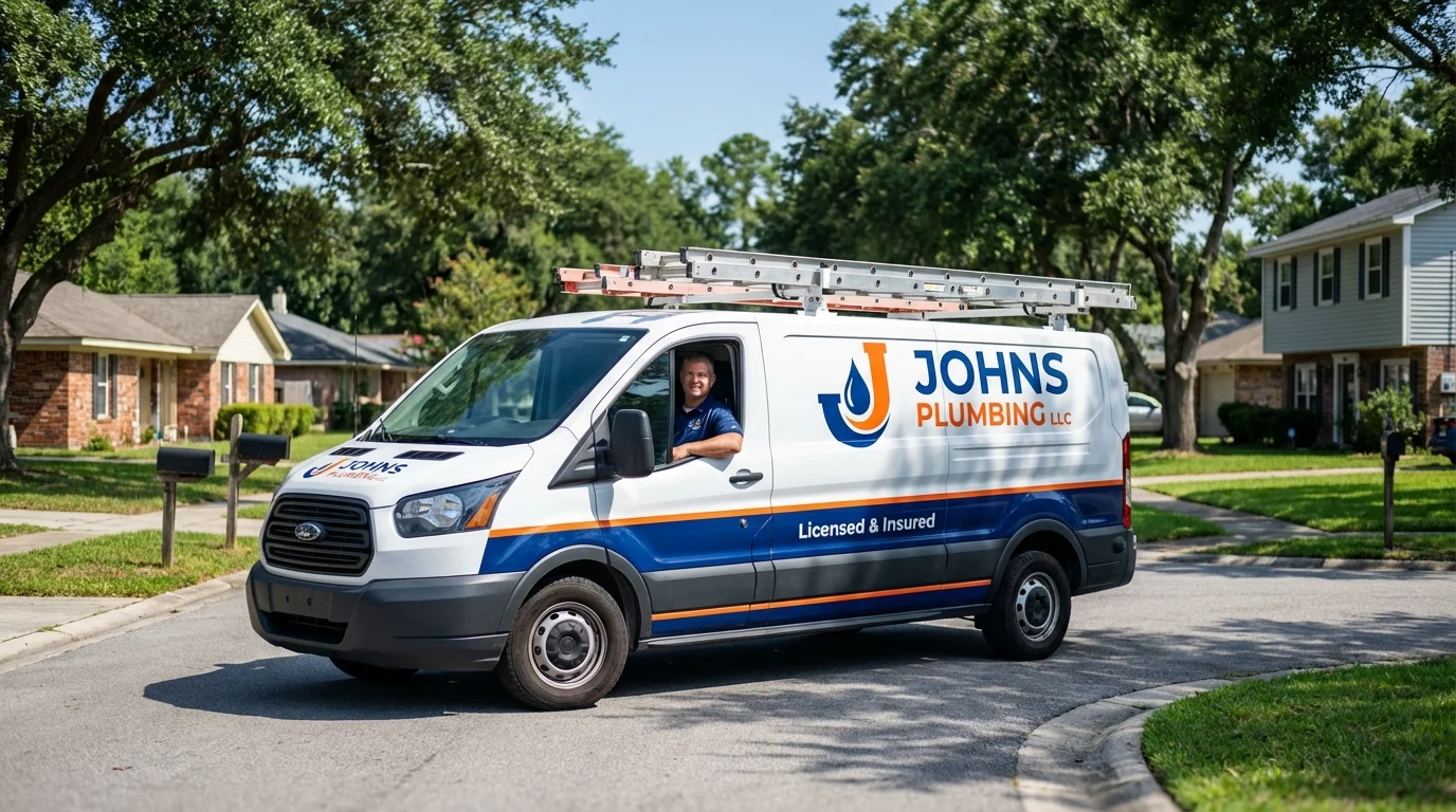 Johns Plumbing LLC service van in Fort Walton Beach, FL