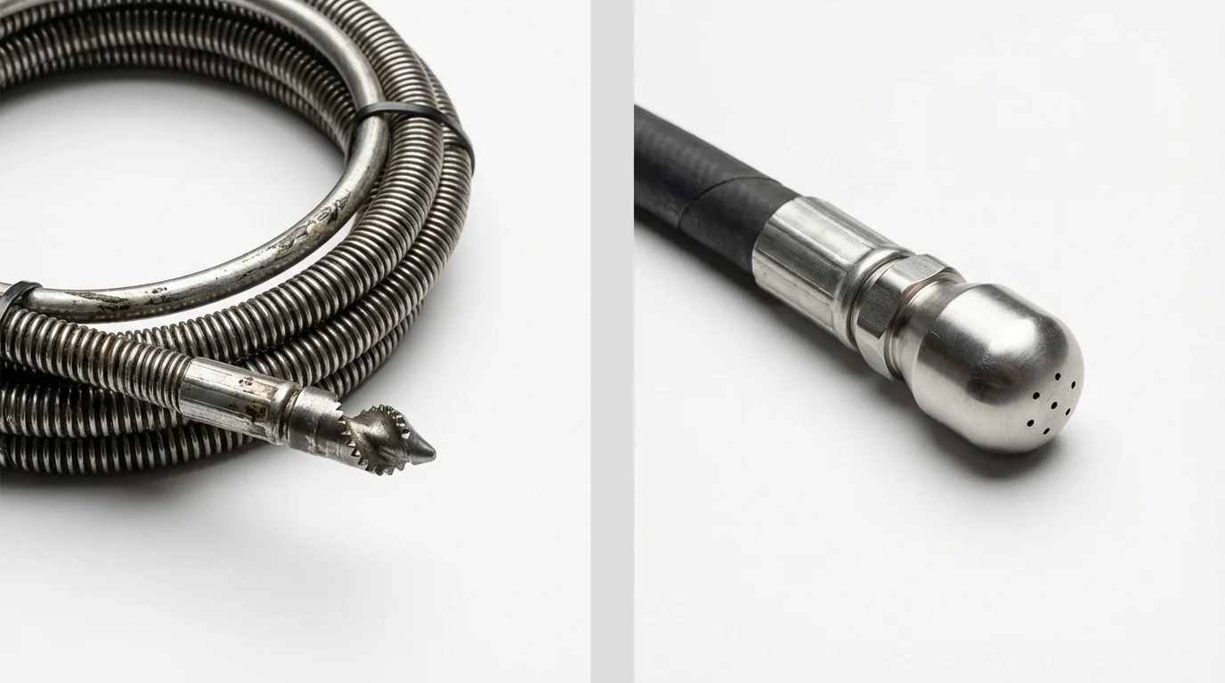 Drain snake cable and hydro jetting nozzle used for drain cleaning in Fort Walton Beach, FL