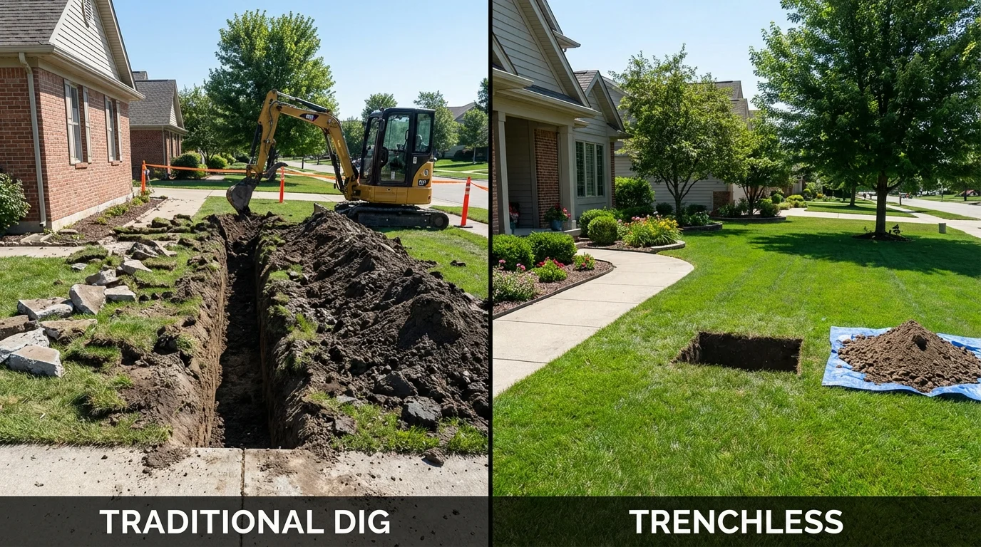 Trenchless sewer repair with minimal yard damage versus traditional excavation in Fort Walton Beach, FL